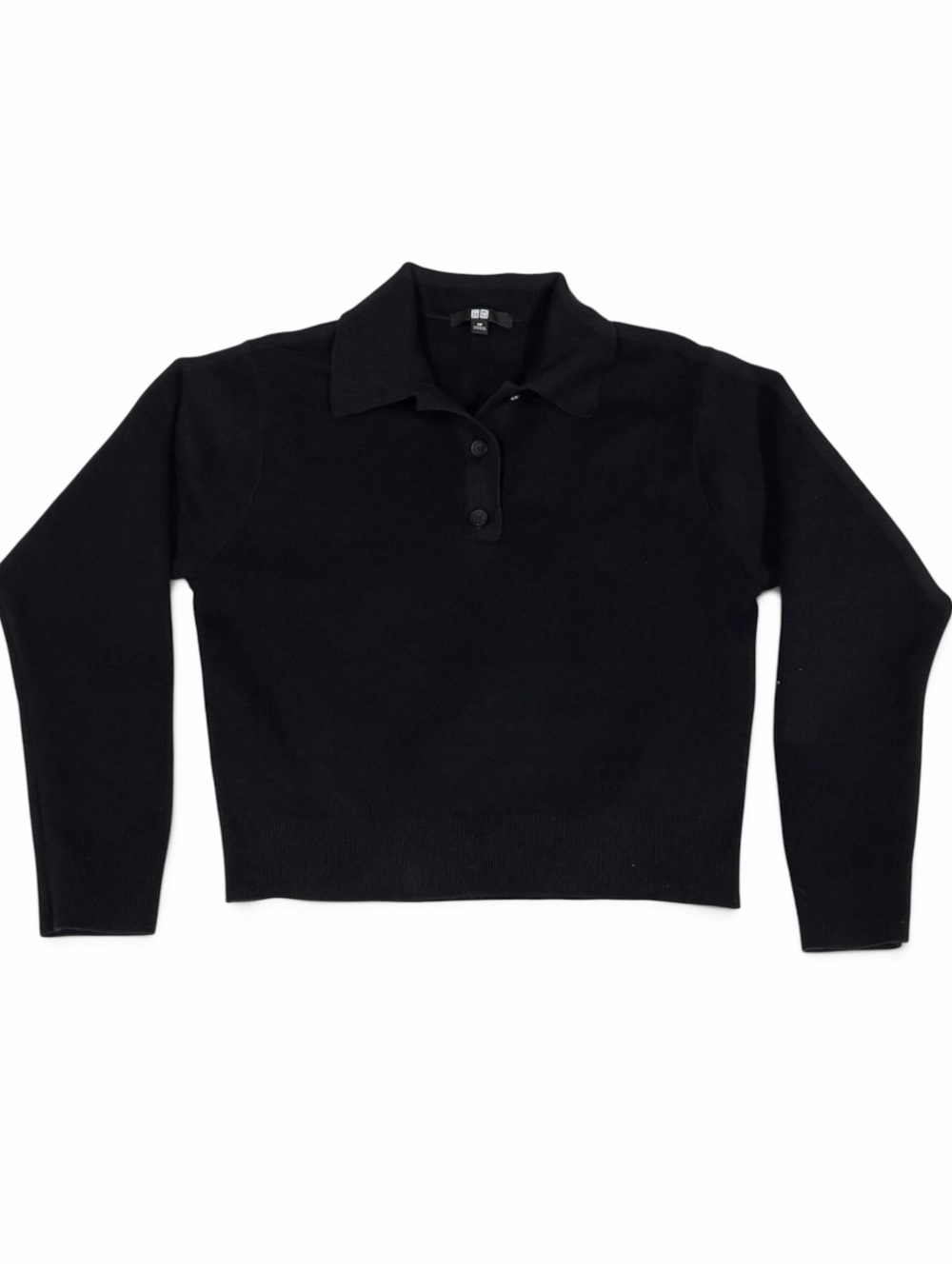 UNIQLO Smooth Cotton Polo Sweater XS Black 100% Cotton